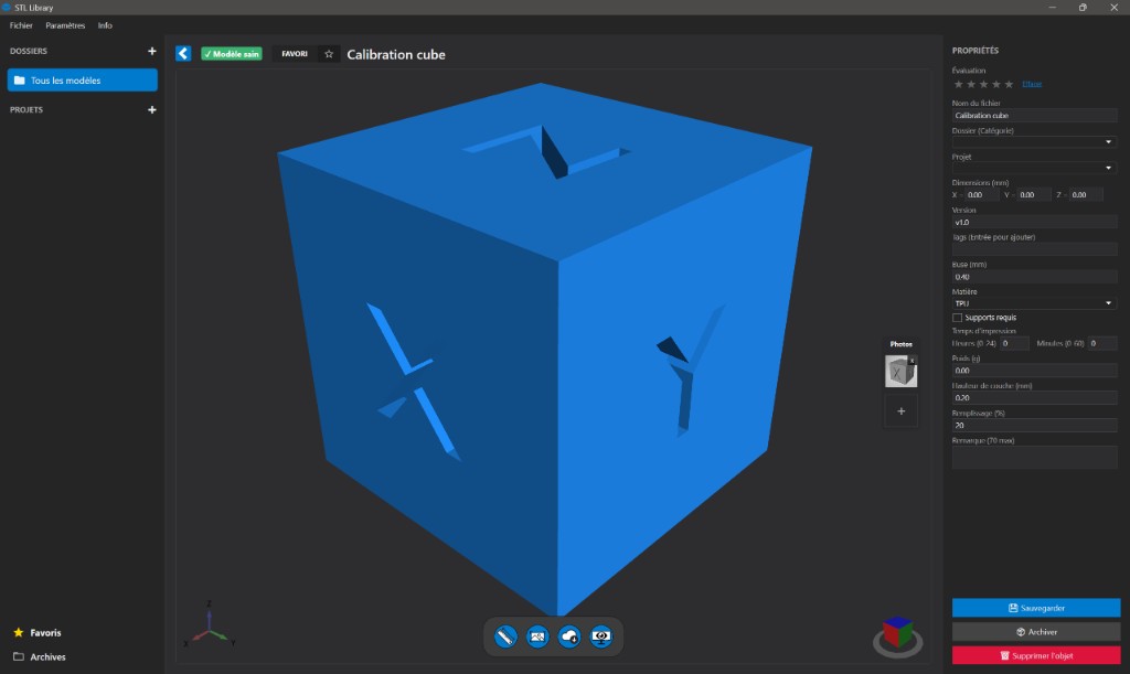 Aperçu 3D et fiche détaillée